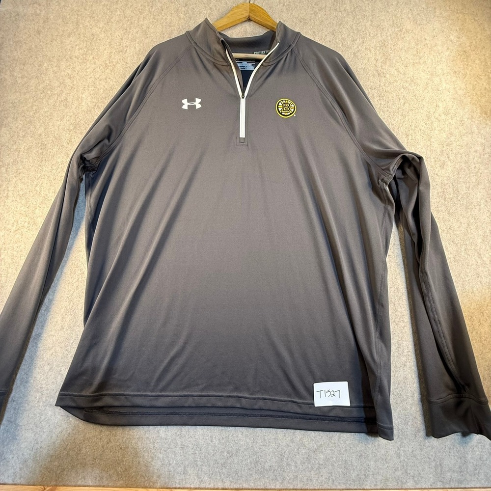 Under Armour Boston Bruins HeatGear 1/4 Zip Pullover‎ Gray Mens 2XL NHL Hockey